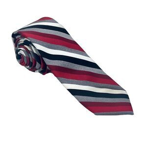 Vintage J. Ferrar Mens Red Black Diagonal Stripe Tie